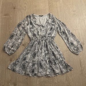 19 Cooper Women's Snake Embossed Fit & Flare Dress Gray, Medium